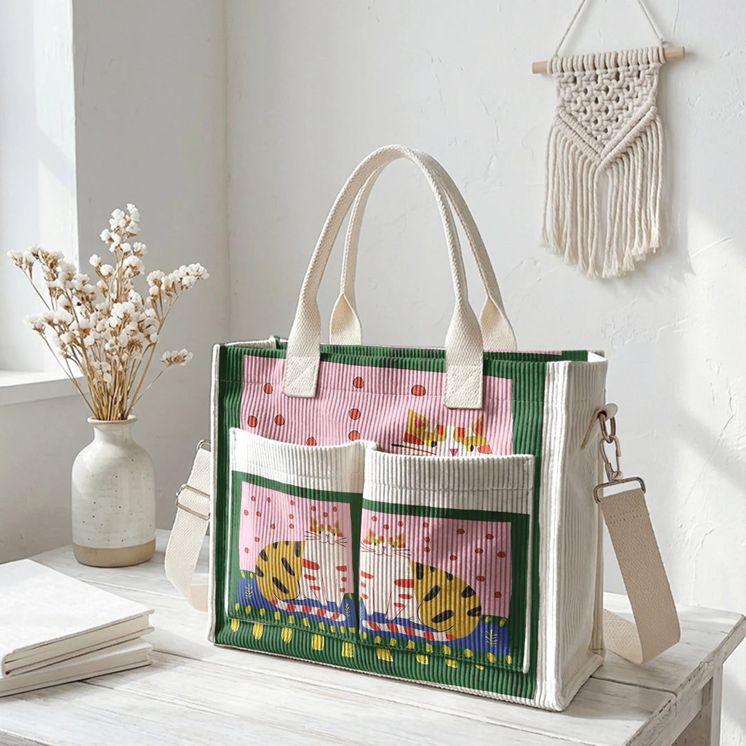 Minou Bohème | Sac cabas en velours côtelé