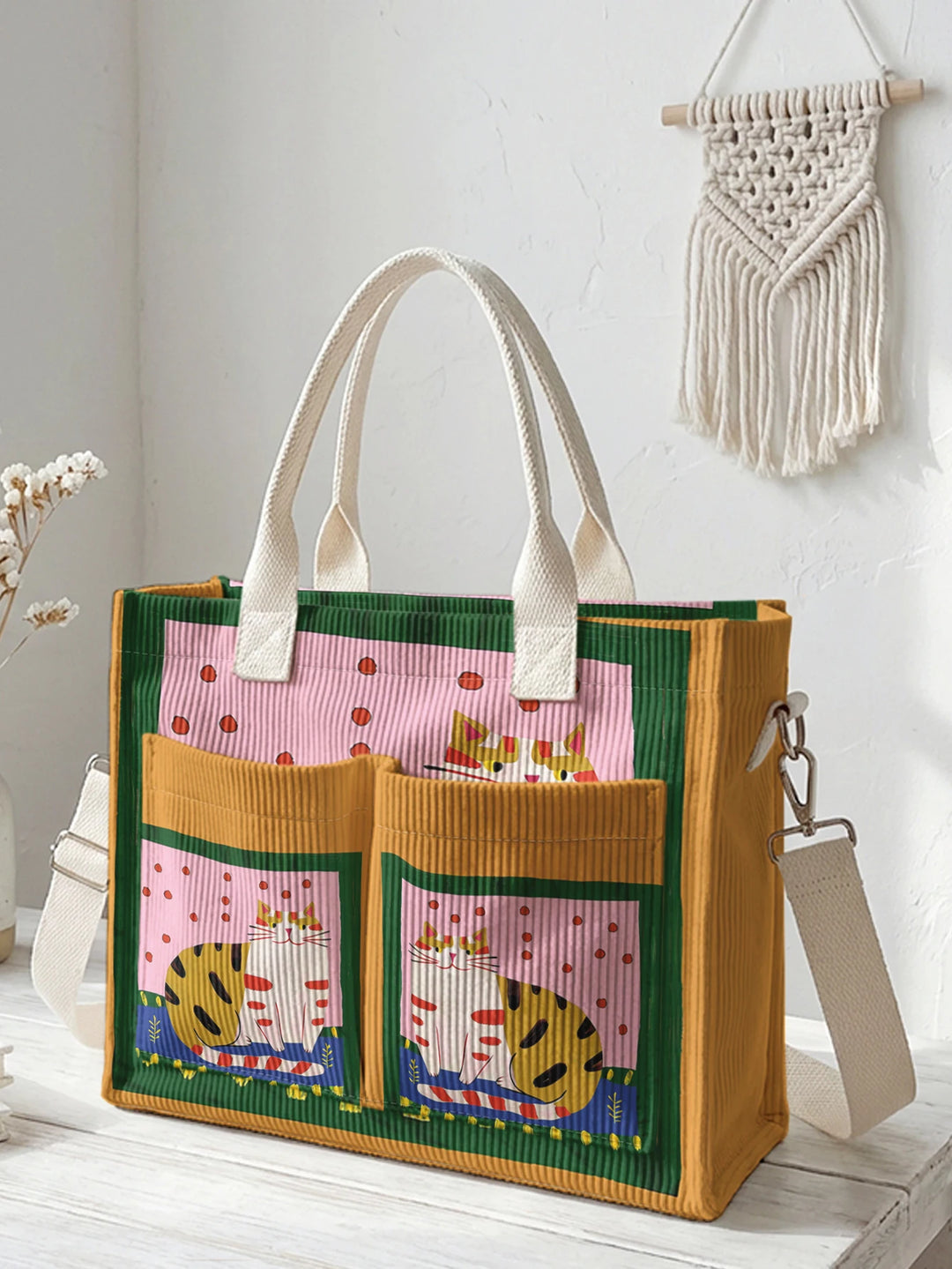 Minou Bohème | Sac cabas en velours côtelé