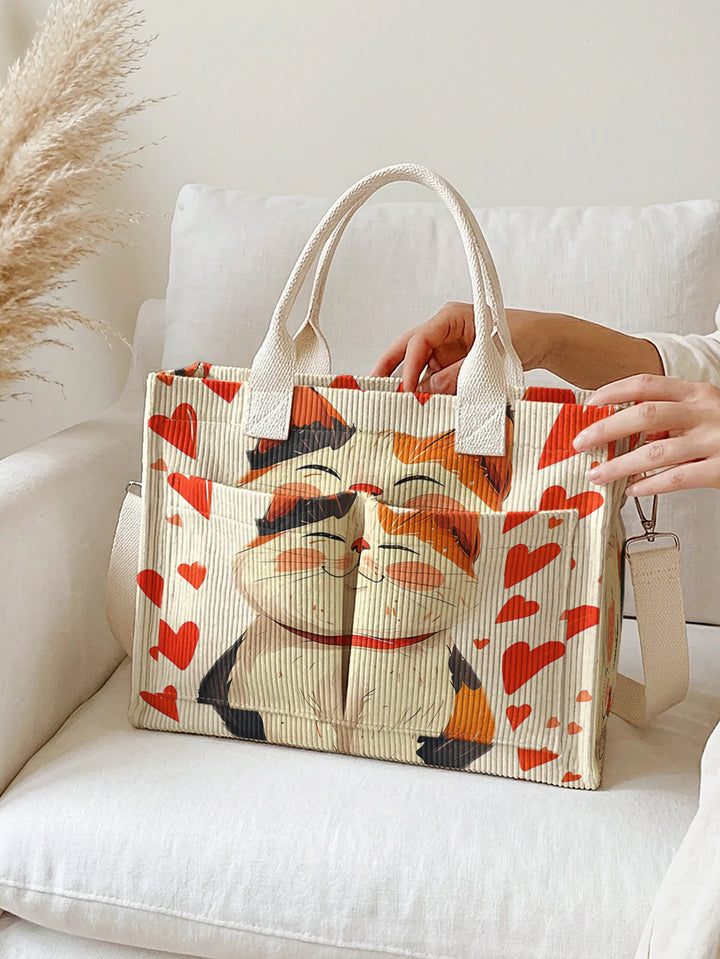 Félix le Chat Chanceux | Sac cabas en velours côtelé