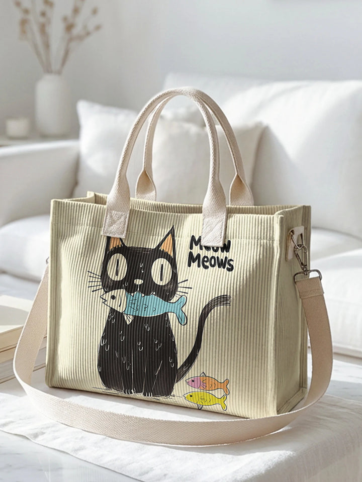 Mimi le Chat Noir | Sac cabas en velours côtelé