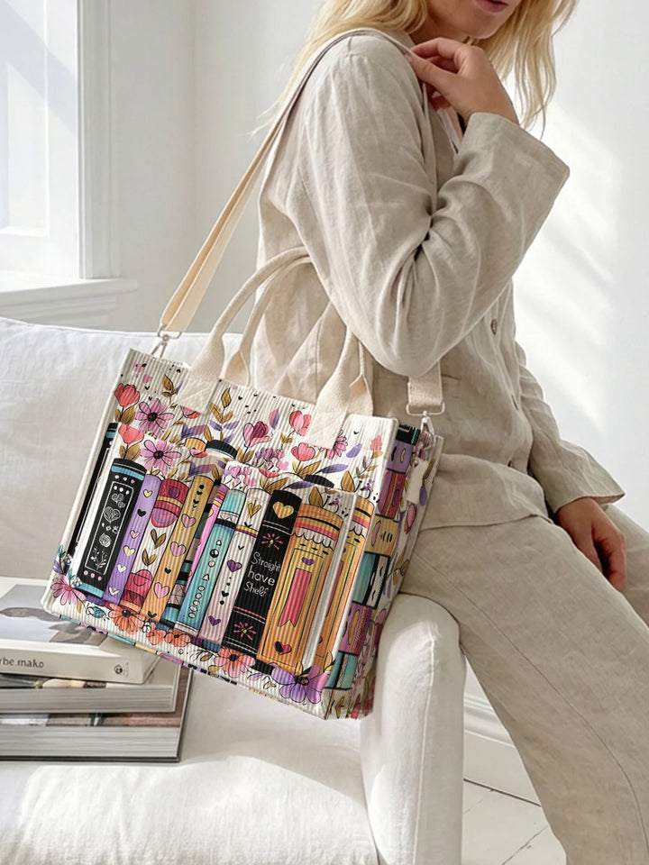 Livres & Fleurs | Sac cabas en velours côtelé
