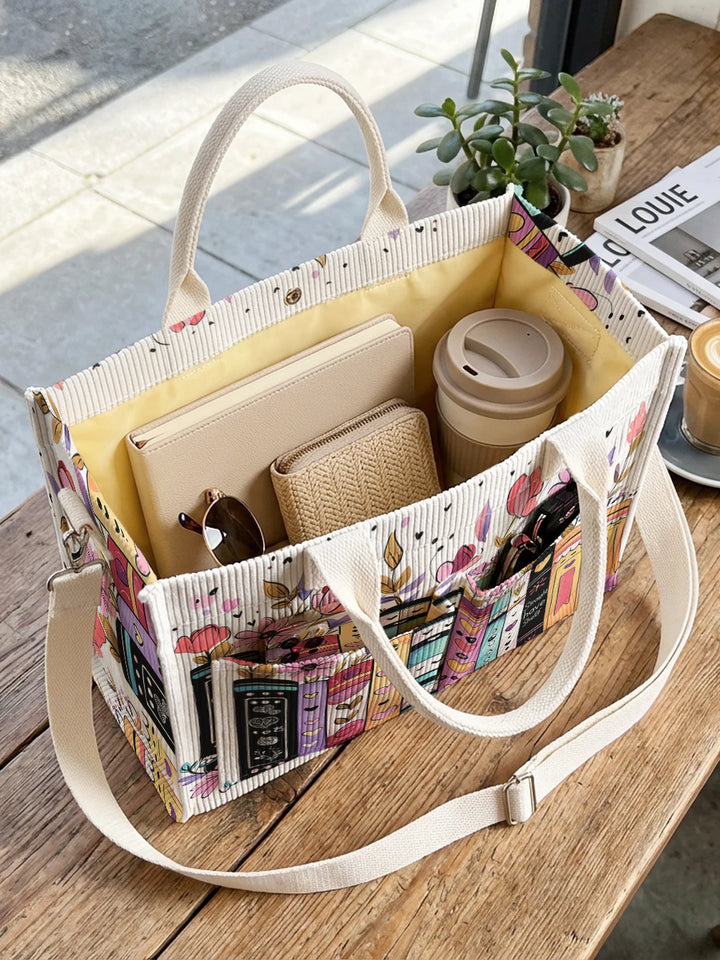 Livres & Fleurs | Sac cabas en velours côtelé