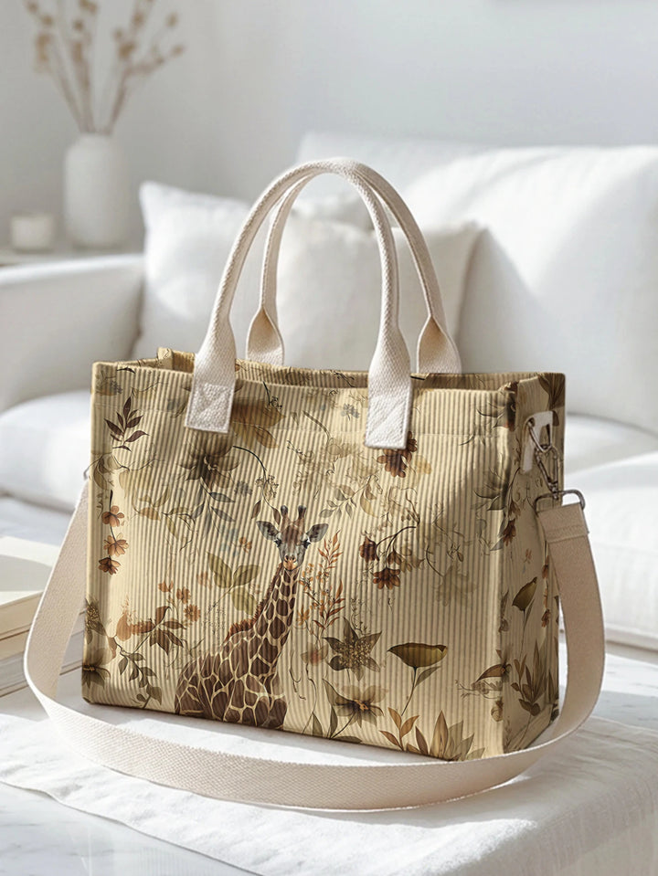 Sac cabas en velours côtelé Gigi la Girafe, présentation du modèle