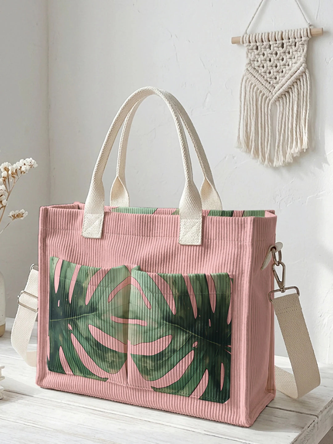 Monstera | Sac cabas en velours côtelé