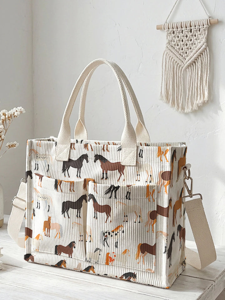 Étoile le Cheval | Sac cabas en velours côtelé