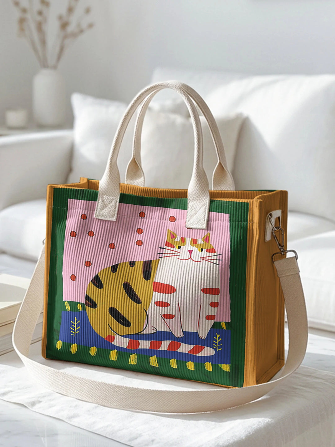 Minou Bohème | Sac cabas en velours côtelé