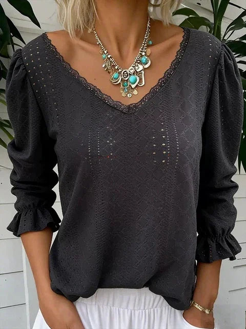 Debbie | Blouse vintage décontractée dentelle fluide