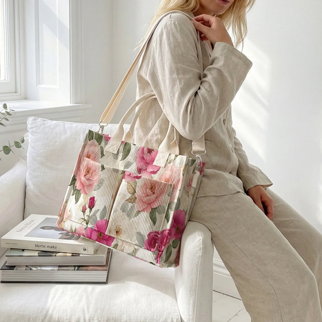 Pivoine | Sac cabas en velours côtelé