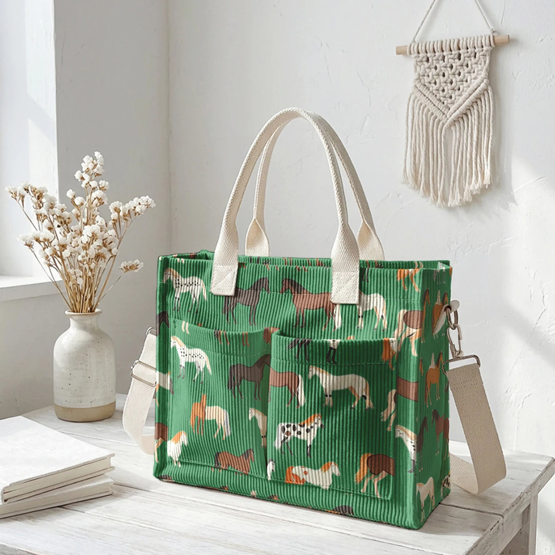 Étoile le Cheval | Sac cabas en velours côtelé