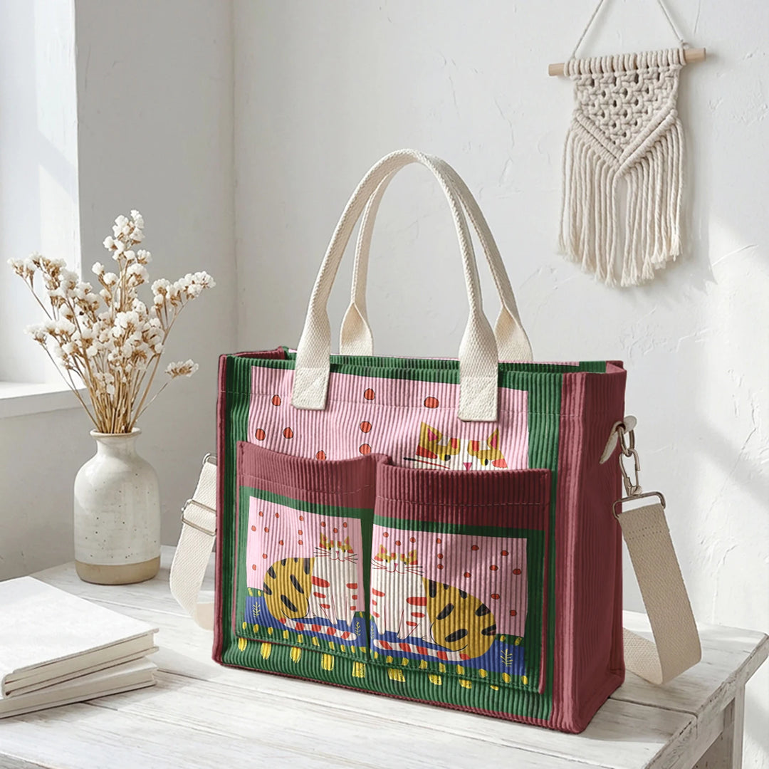 Minou Bohème | Sac cabas en velours côtelé