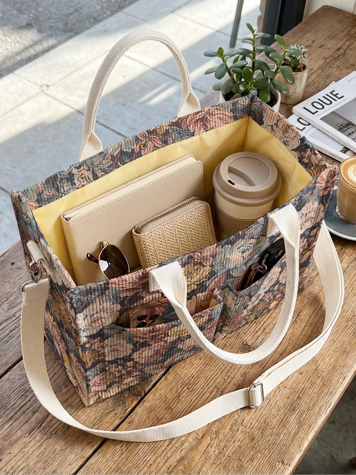 Jardin Vintage | Sac cabas en velours côtelé