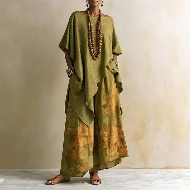 Aranxa | Ensemble à deux pièces Décolleté en O et pantalon jambes