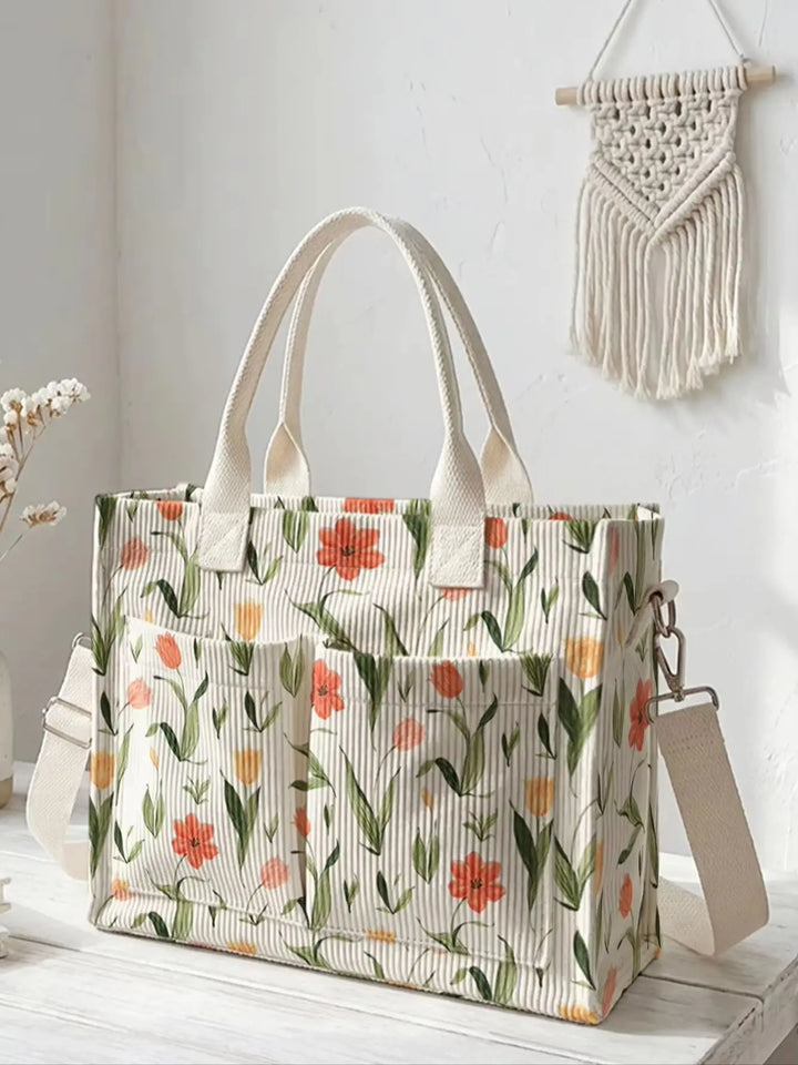 Tulipes | Sac cabas en velours côtelé