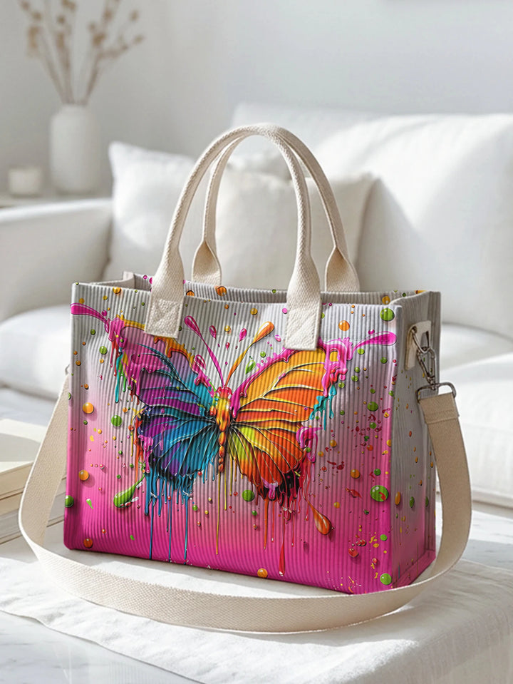 Papillon Coloré | Sac cabas en velours côtelé