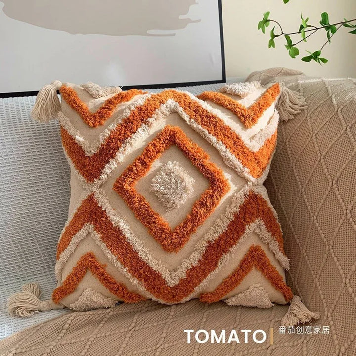 Coussin Bohème Housse de Coussin Géométrie Brodé Pompon Broderie Long Housse de Coussin Salon Canapé Décor Maison Personnalisé