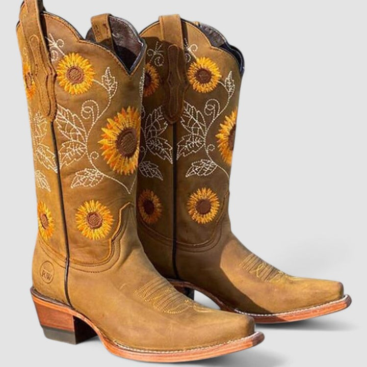 Daisy | Bottes western à tournesols brodés