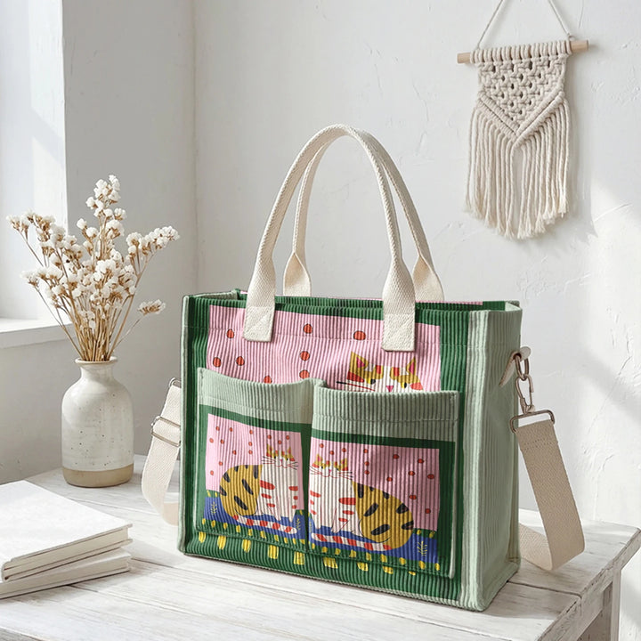 Minou Bohème | Sac cabas en velours côtelé