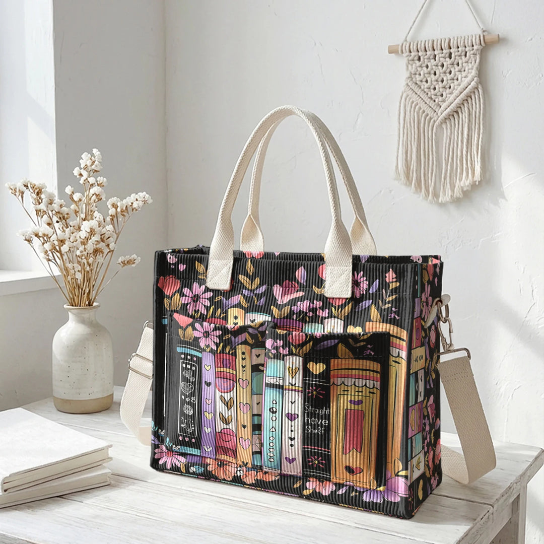 Livres & Fleurs | Sac cabas en velours côtelé
