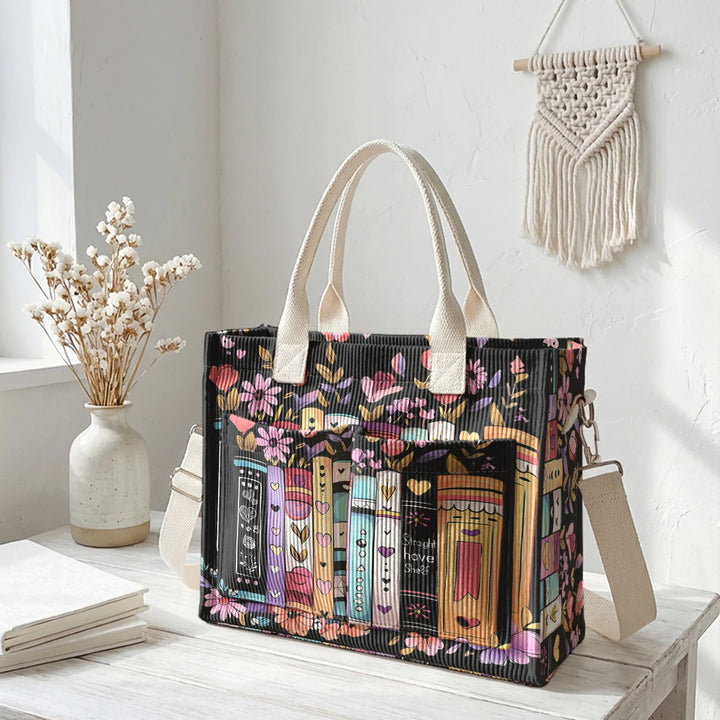 Livres & Fleurs | Sac cabas en velours côtelé