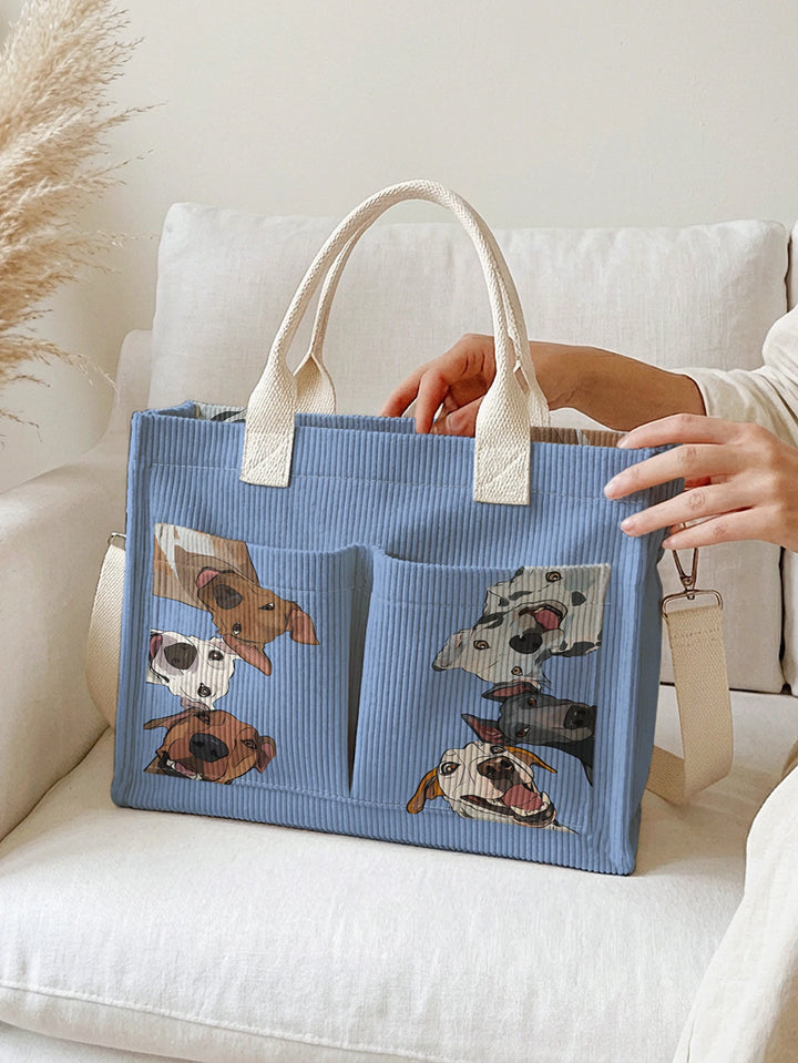 Toutous en Fête | Sac cabas en velours côtelé