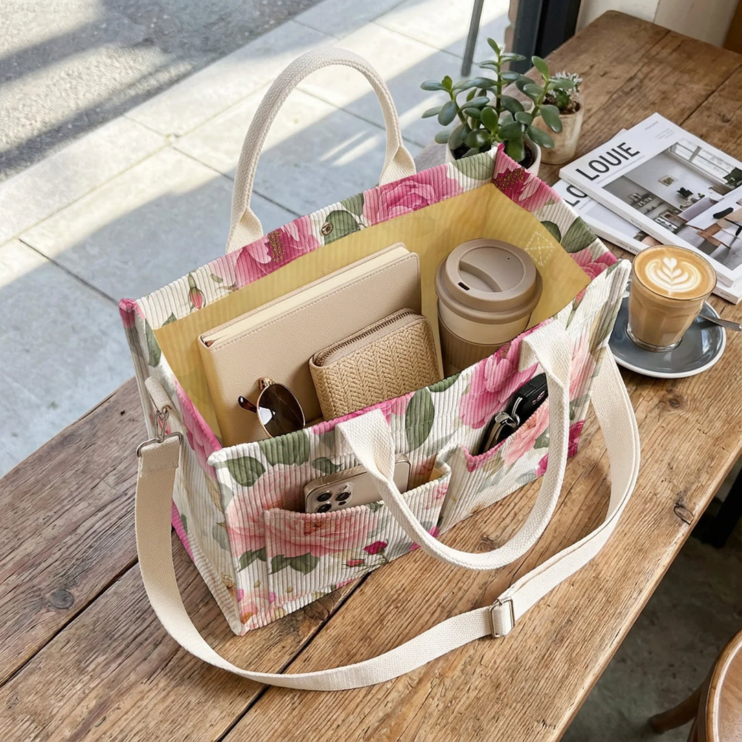 Pivoine | Sac cabas en velours côtelé