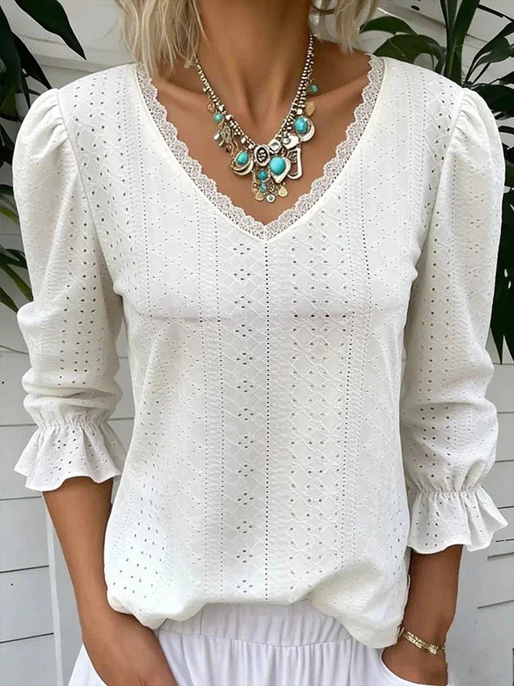 Debbie | Blouse vintage décontractée dentelle fluide