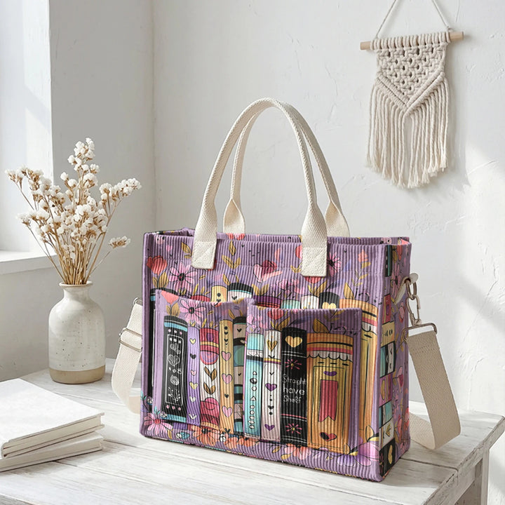 Livres & Fleurs | Sac cabas en velours côtelé