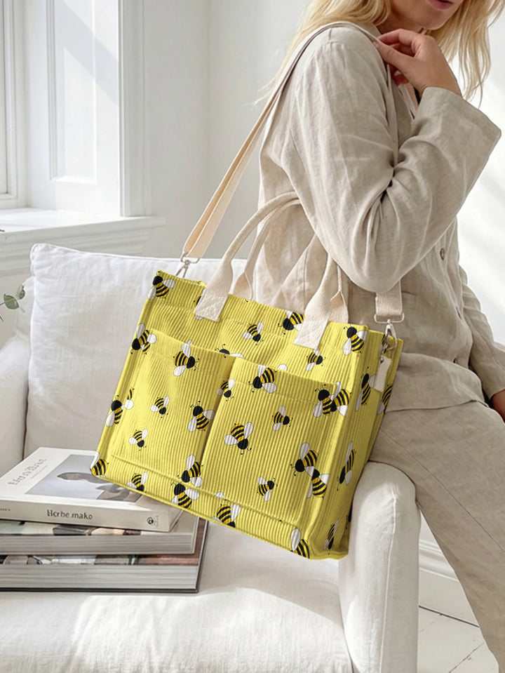 Maya l’Abeille | Sac cabas en velours côtelé