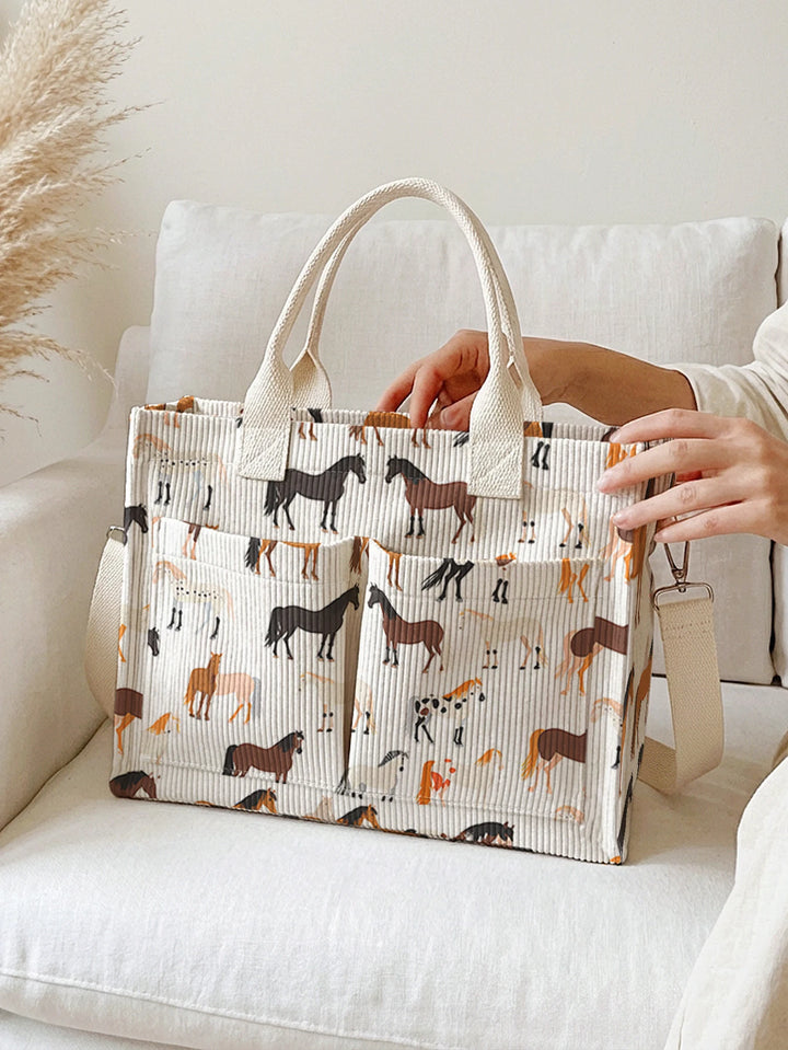 Étoile le Cheval | Sac cabas en velours côtelé