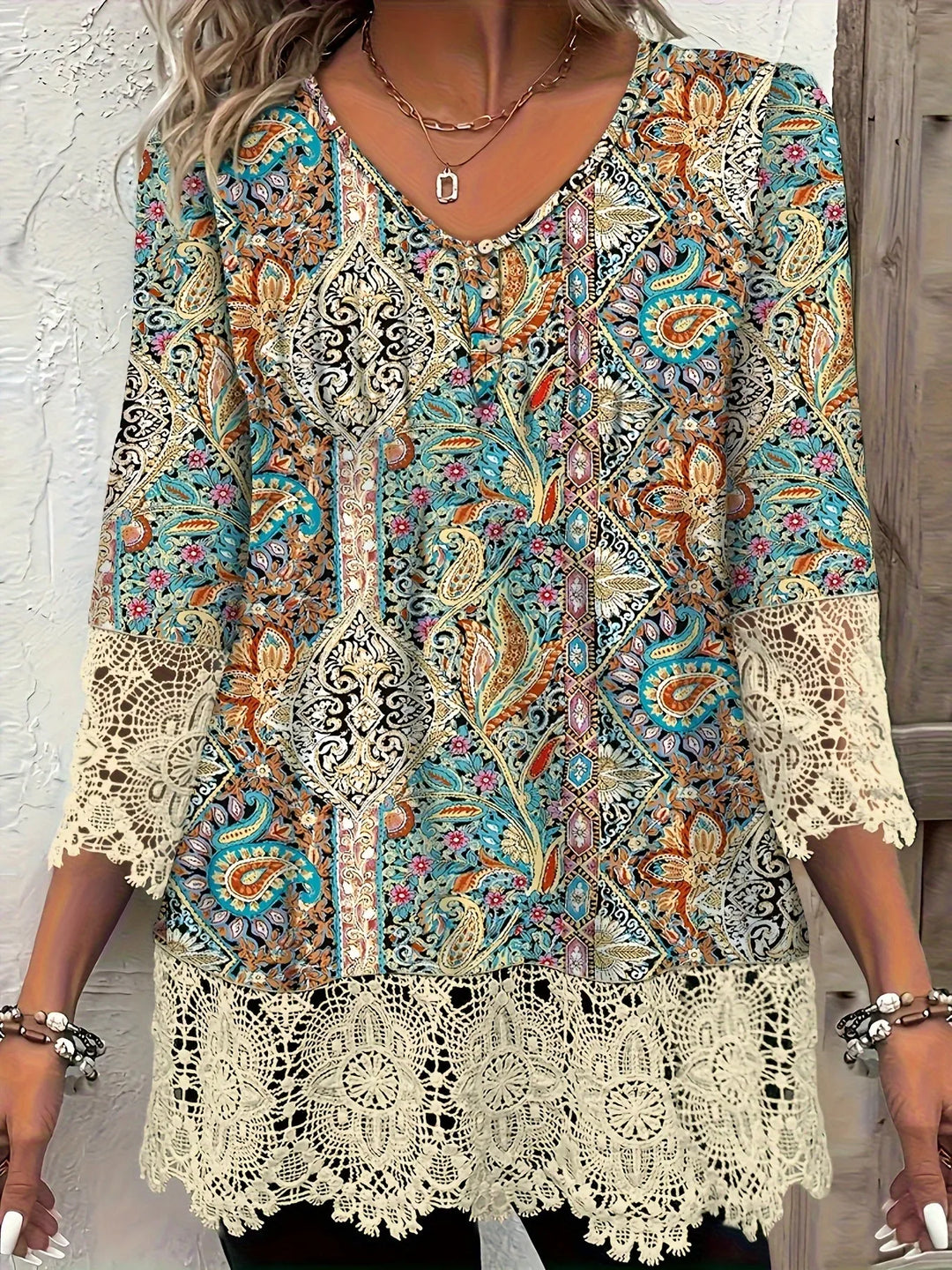 Marianne | Chemise décontractée Boho Chic à manches courtes