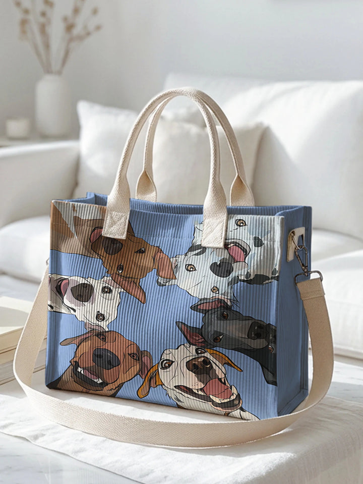 Toutous en Fête | Sac cabas en velours côtelé