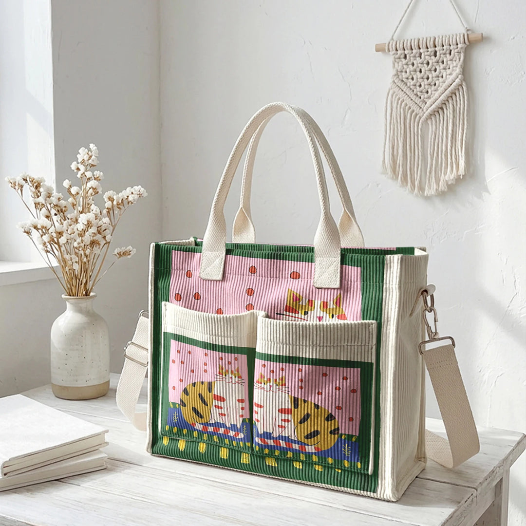Minou Bohème | Sac cabas en velours côtelé