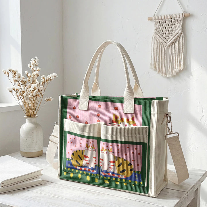 Minou Bohème | Sac cabas en velours côtelé