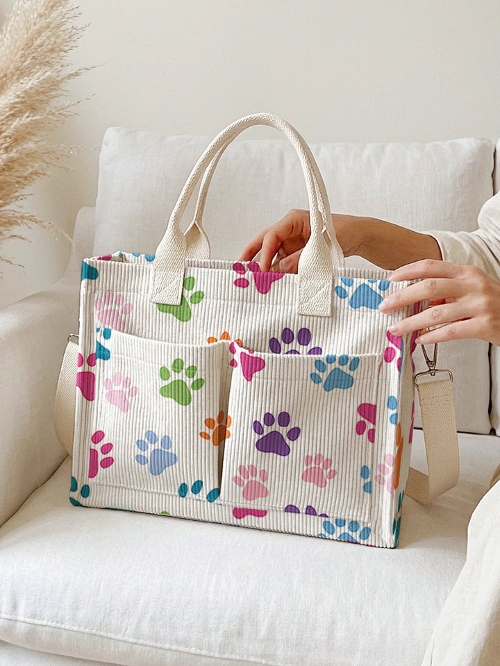 Sac cabas en velours côtelé Pattes Colorées, présentation du modèle