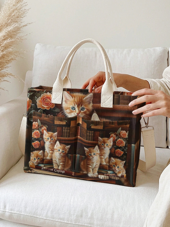 Caramel le Chat | Sac cabas en velours côtelé
