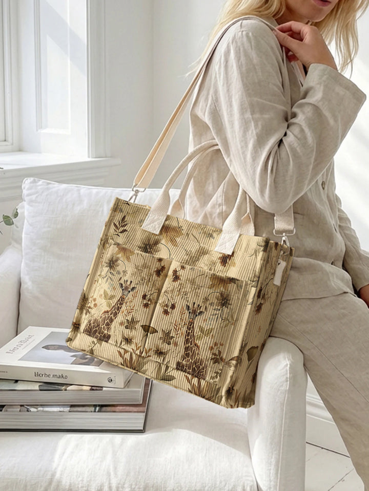 Sac cabas en velours côtelé Gigi la Girafe, présentation du modèle