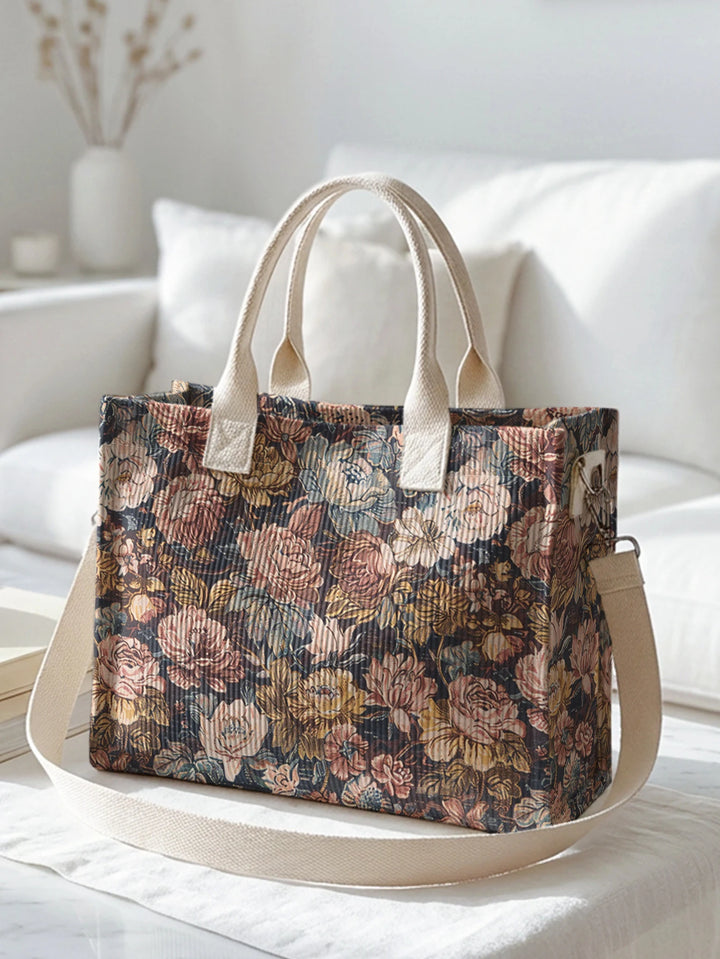 Jardin Vintage | Sac cabas en velours côtelé