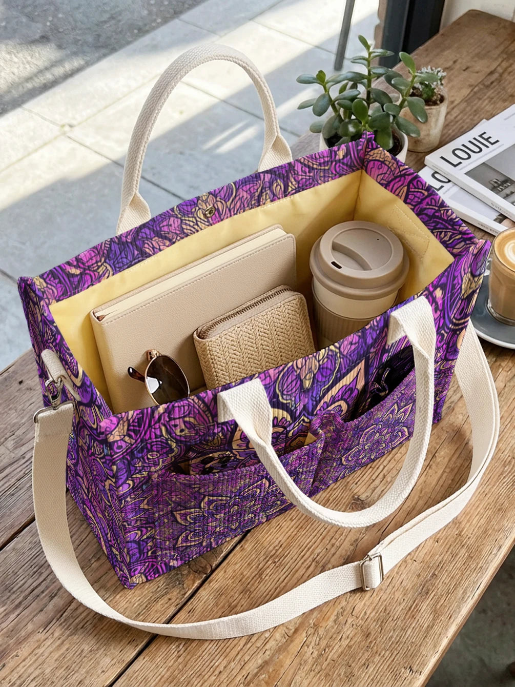 Mandala Violet | Sac cabas en velours côtelé
