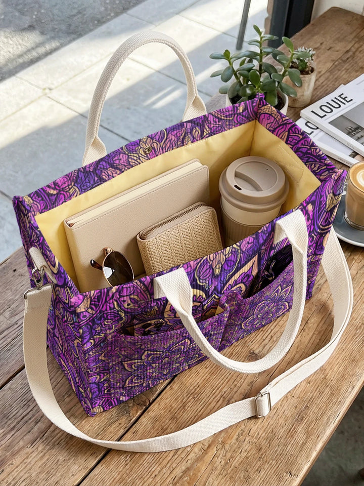 Mandala Violet | Sac cabas en velours côtelé