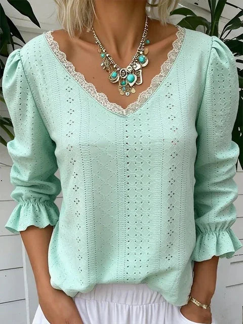 Debbie | Blouse vintage décontractée dentelle fluide
