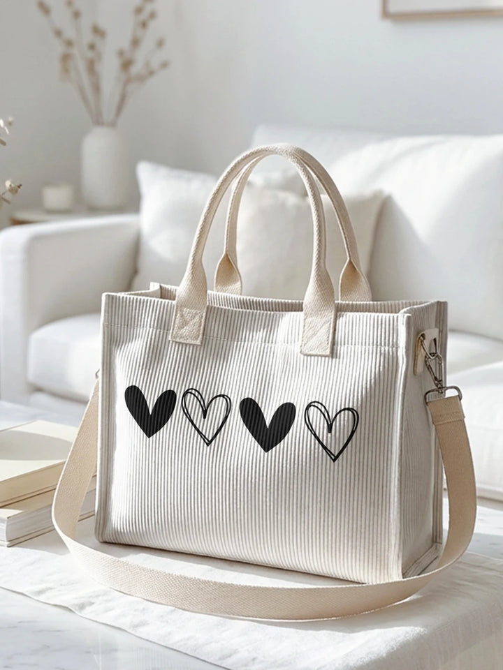 Cœur Noir | Sac cabas en velours côtelé