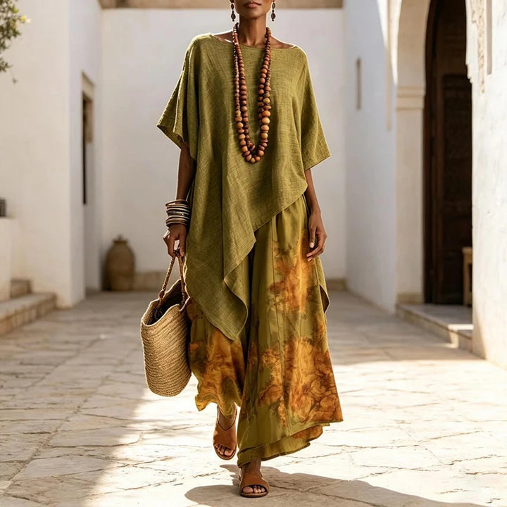 Aranxa | Ensemble à deux pièces Décolleté en O et pantalon jambes