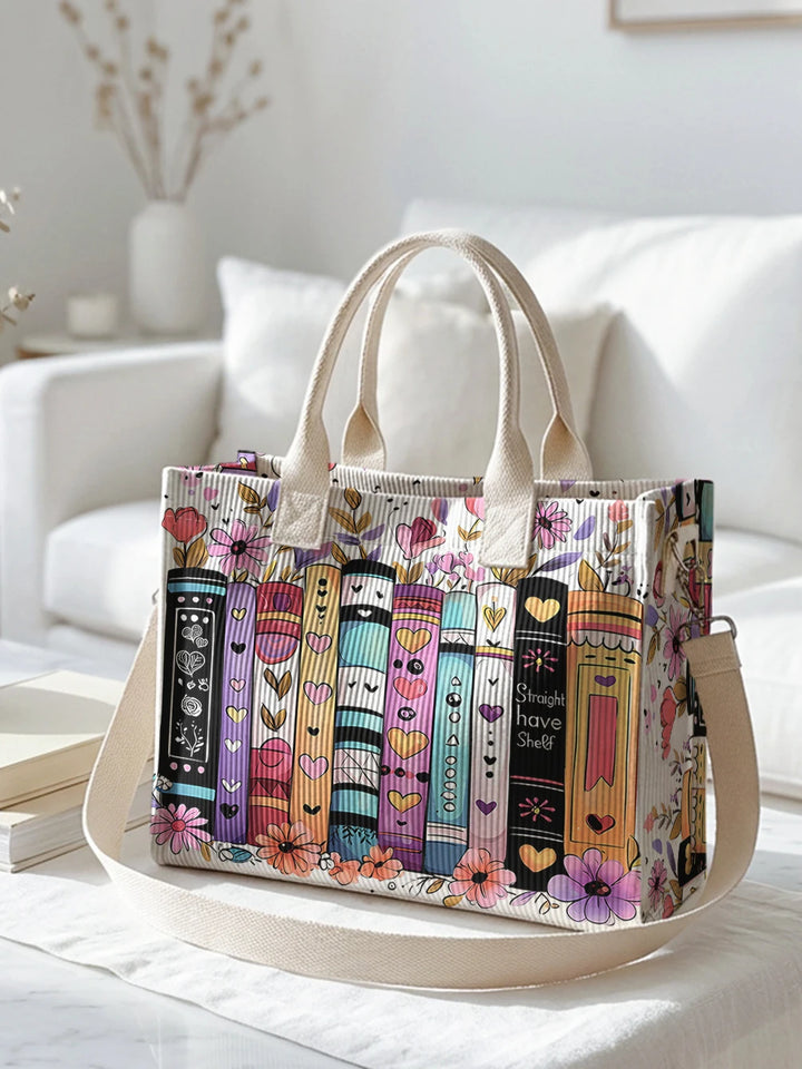 Livres & Fleurs | Sac cabas en velours côtelé