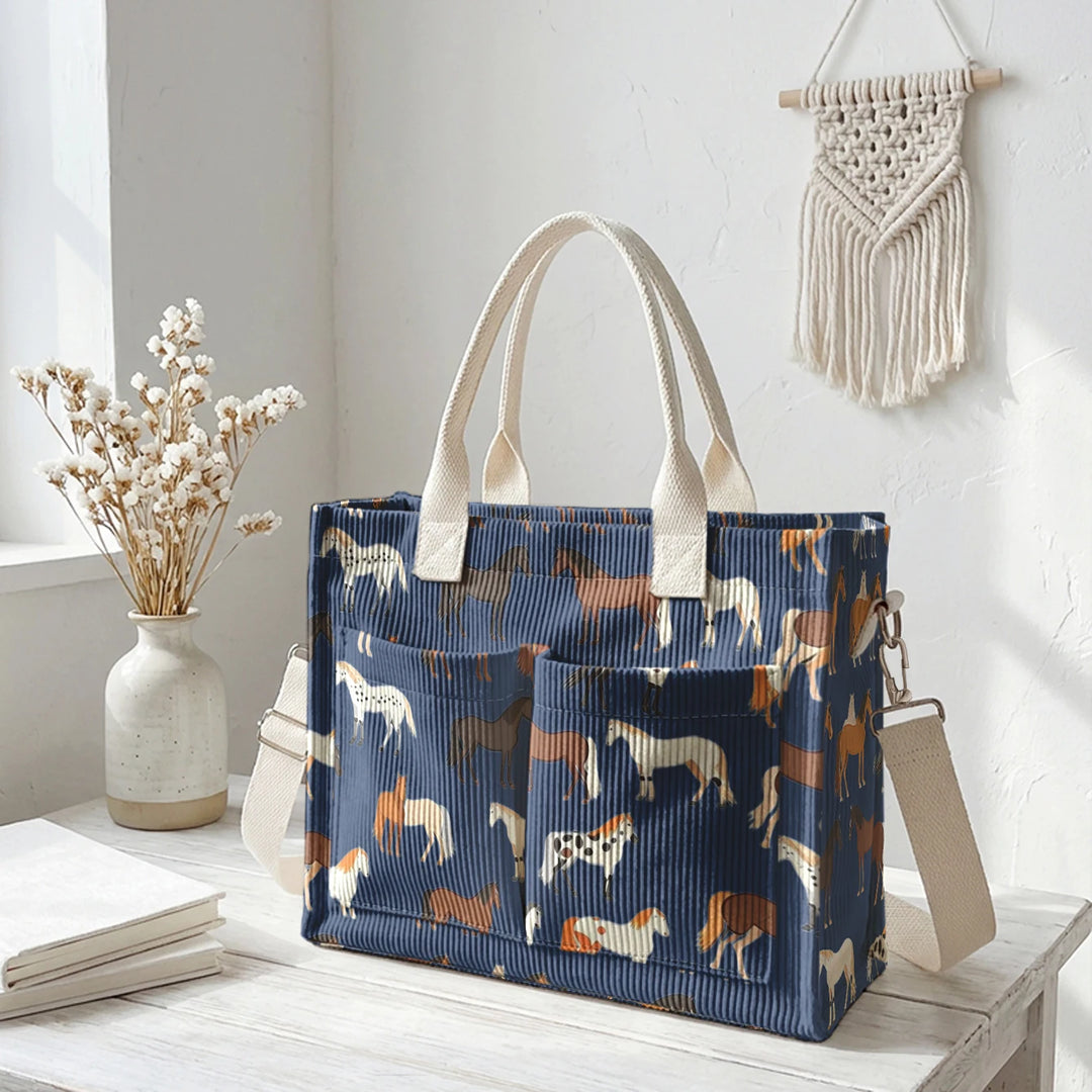 Étoile le Cheval | Sac cabas en velours côtelé