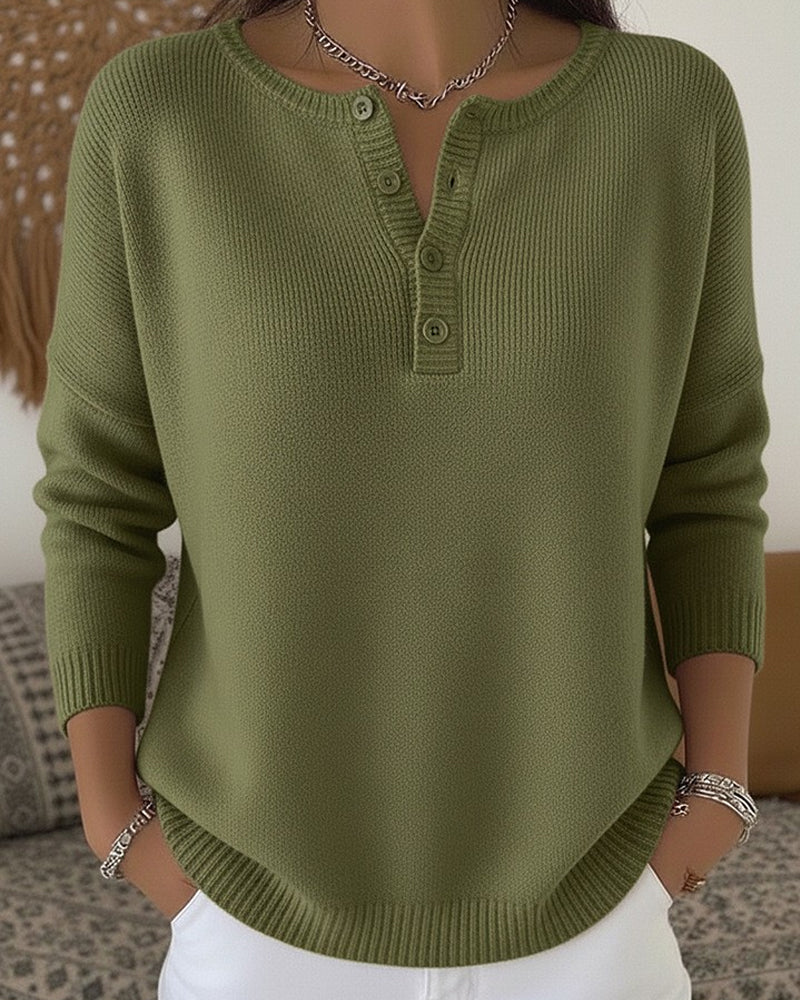 Ernesta | Pull en maille à col Henley boutonné