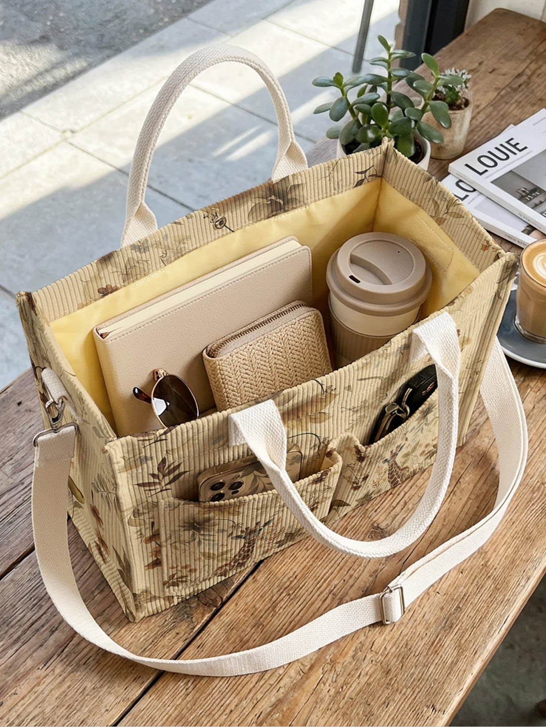 Sac cabas en velours côtelé Gigi la Girafe, présentation du modèle