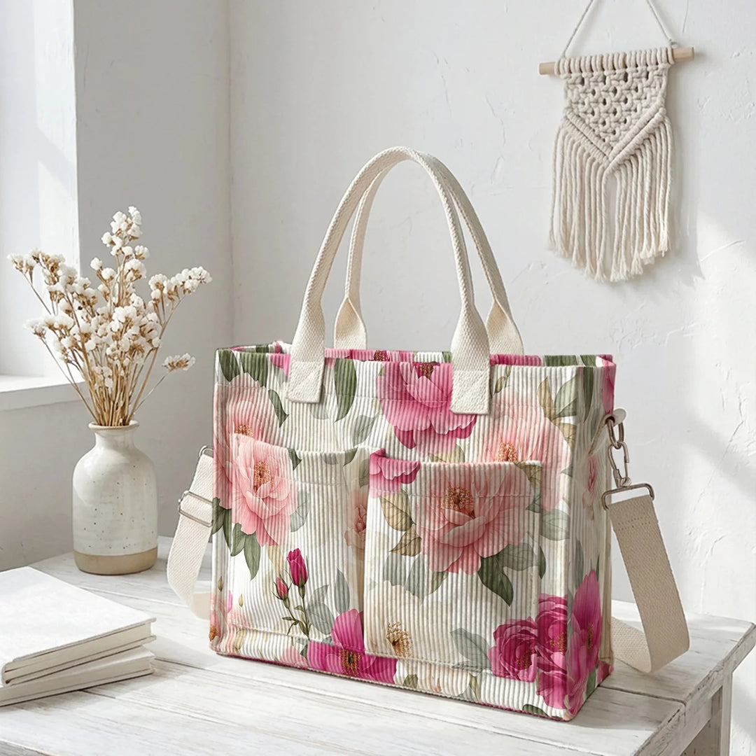 Pivoine | Sac cabas en velours côtelé