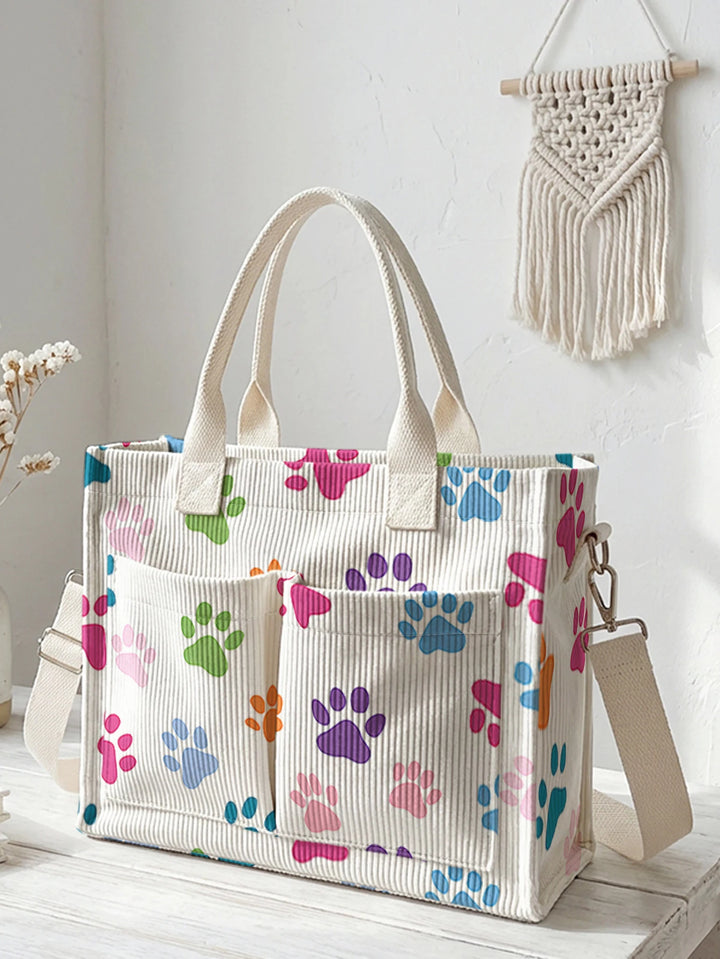 Sac cabas en velours côtelé Pattes Colorées, présentation du modèle