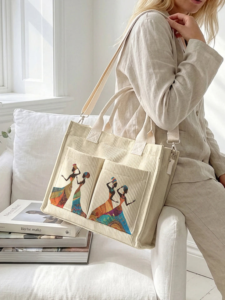 Femmes d’Art | Sac cabas en velours côtelé