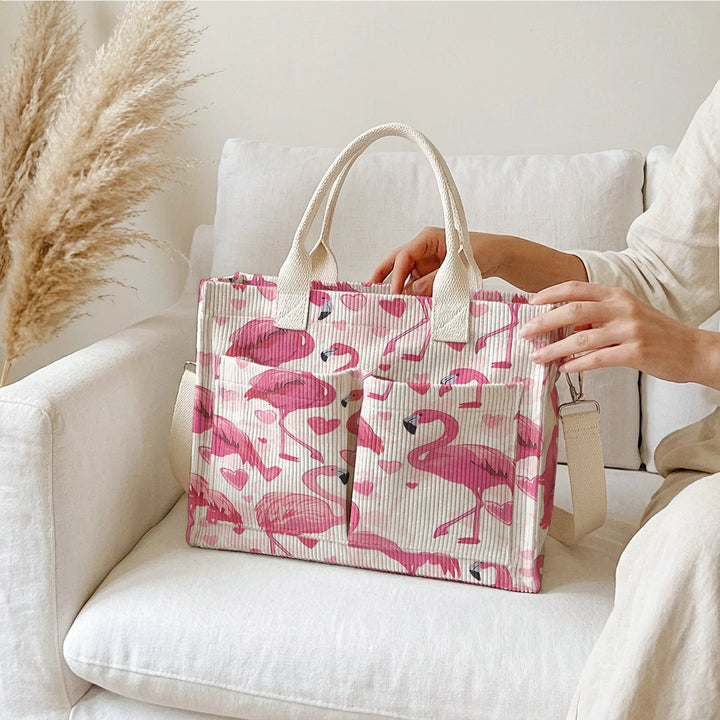 Flamant & Cœur | Sac cabas en velours côtelé